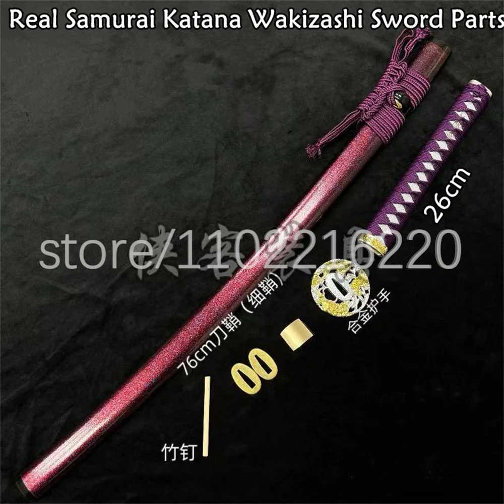 A Set Excellent Tsuka Handle Alloy Tsuba Handguard Habaki Seppa Hardwood Sheath For Real Samurai Katana Wakizashi Sword Parts