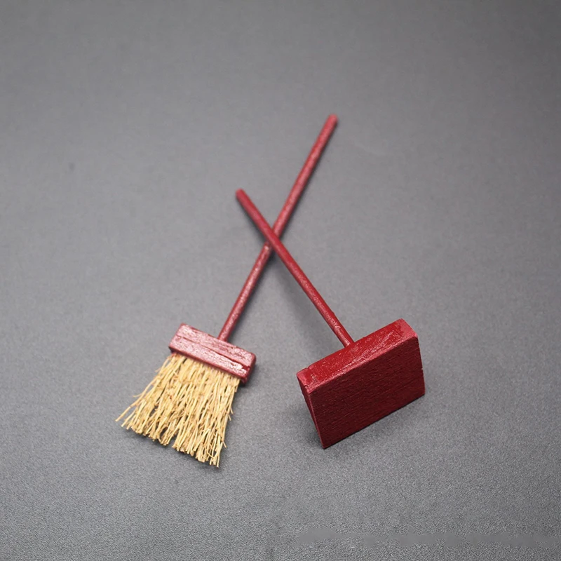 1/2/3Pcs Dollhouse Cleaning Tool Kits Broom Dustpan Set Classic Toys Pretend Play Furniture Toys 1:12 Doll House Accessories