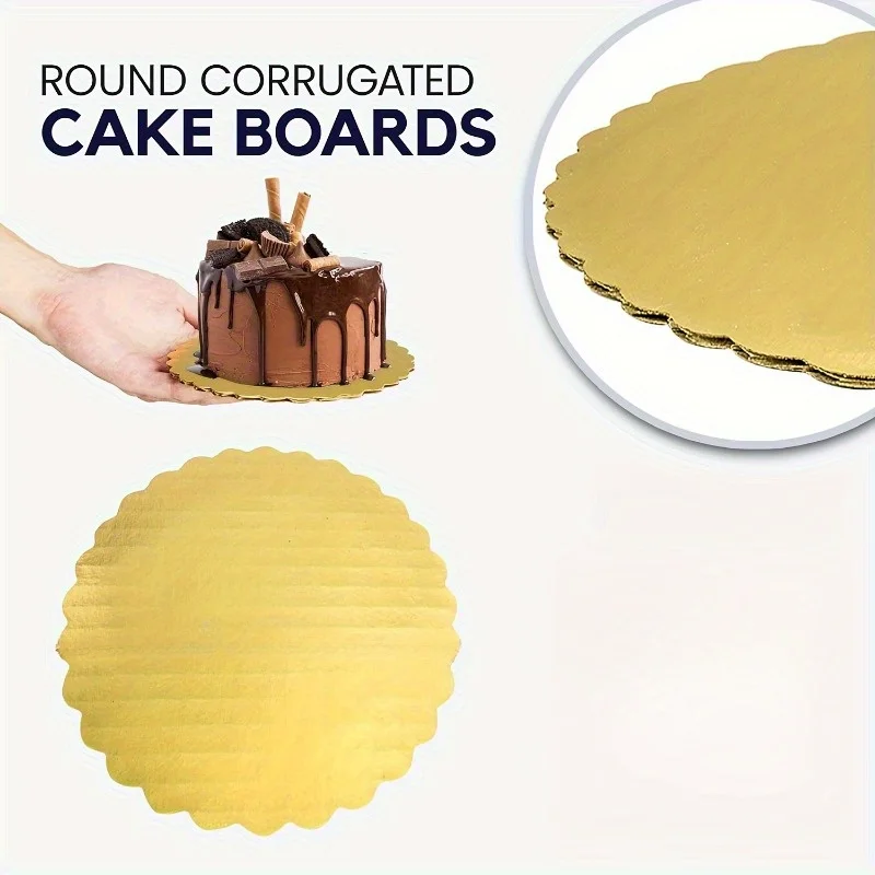10pcs  Round Cake Cardboard Base for Desserts, Pastries, Greaseproof Disposable Cake Plates, for Birthdays, Christmas