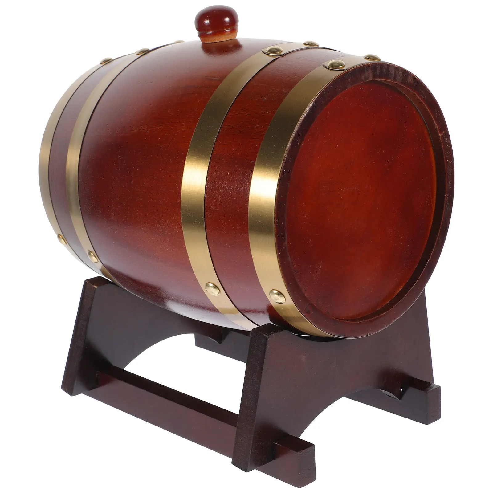 

1Set Wood Red Wine Barrel Large Capacity Wooden Beer Aging Barrel with Faucet Stable Base Wine Storage Dispenser for Home Bar