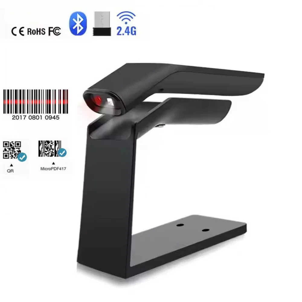 Mini Wireless Bluetooth 2.4G Barcode Scanner Portable Handheld 1D 2D QR Code Reader for iOS Android PC Pocket Size