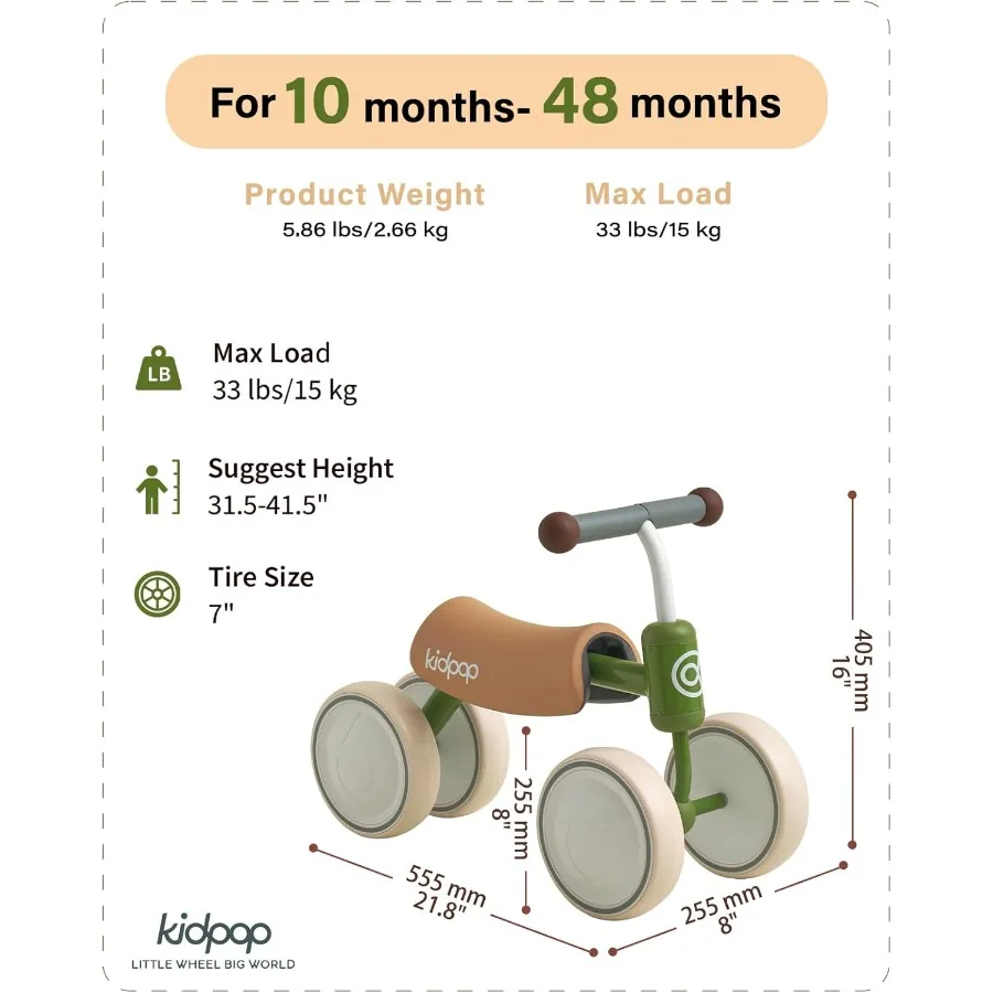 Baby loopfiets voor 1-jarige peuter kinderen rijden op speelgoed eerste verjaardagscadeau peuter eerste fiets (groen)
