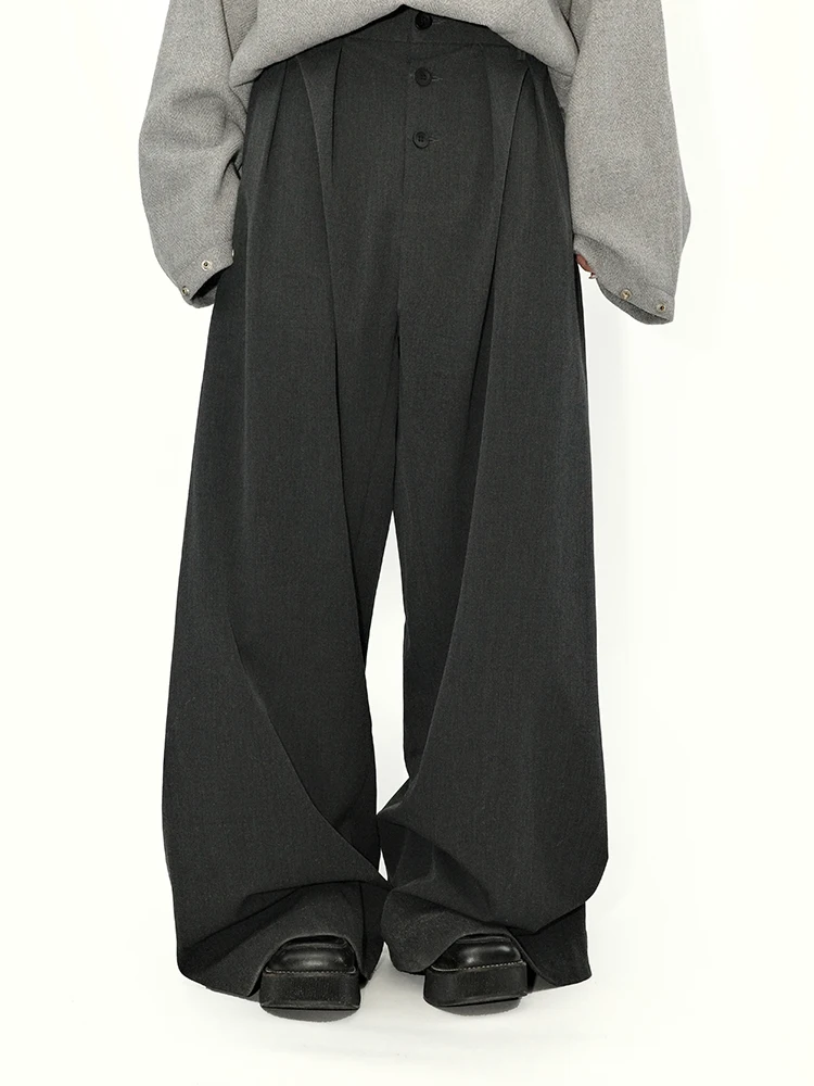 

Loose Wide Leg Pants Gulu Oh Vintage Drop-Crotch Trousers High Waist Long Pants Draping Style Floor-Length Artistic Pants
