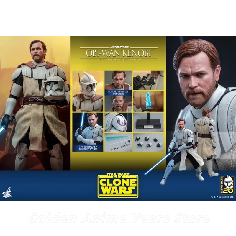 【En stock】HT HotToys 1/6 TMS095 Star Wars The Clone Wars Figura de Obi-Wan Kenobi para regalo y colección