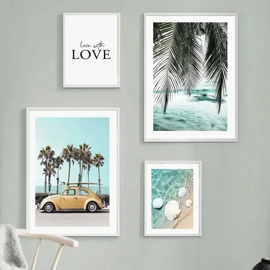 مشهد الشاطئ الأخضر المناظر البحرية المشهد الجمالي قماش اللوحة الملصقات والمطبوعات جدار صورة فنية لتزيين غرفة المعيشة #4