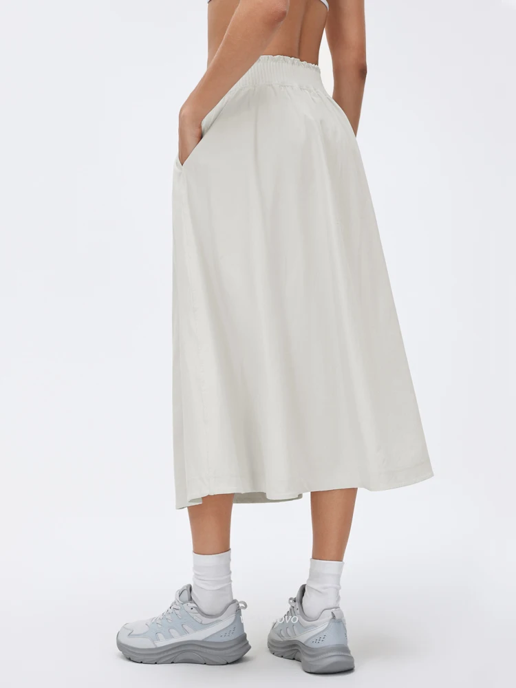 VITALINOVO Tennis Golf Maxi Skirt for Women High Ruffle Waistband Quick Drying Woven Golf Skort with Pockets Travel Hiking Skirt