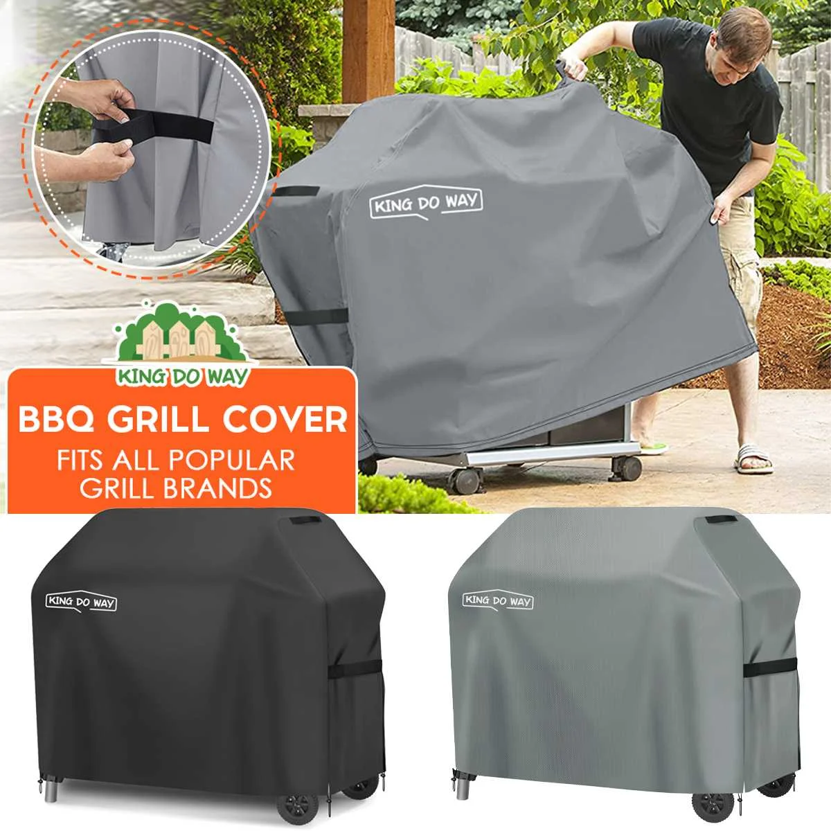 420D Oxford PU Coatint BBQ Grill Cover Outdoor Dustproof Waterproof Heavy Duty Grill Cover Anti-UV Rainproof Cover 147x61x122cm