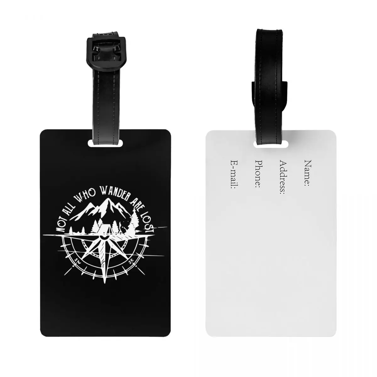 Custom NavigateMountain Adventure Compass Luggage Tag Privacy Protection Baggage Tags Travel Bag Labels Suitcase