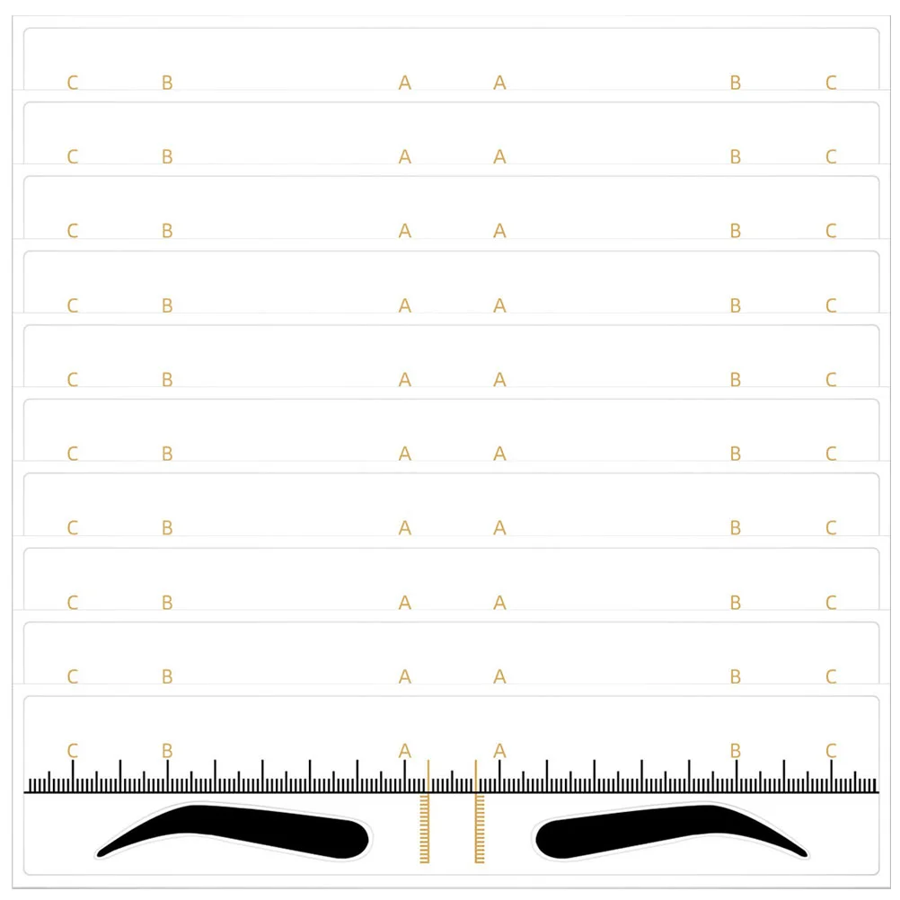 Kit di stencil per sopracciglia da 50 pezzi Strumento di misurazione del modello di adesivi per righello di posizionamento del sopracciglio