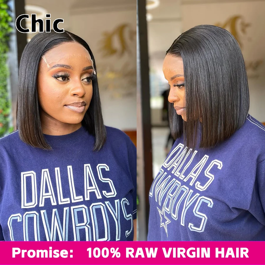 

Wear And Go Real HD Lace Wig Glueless 100% Human Hair Straight Short Bob Wig 250% Skin Like 5x5 HD Lace Closure Wig Pre Plucked