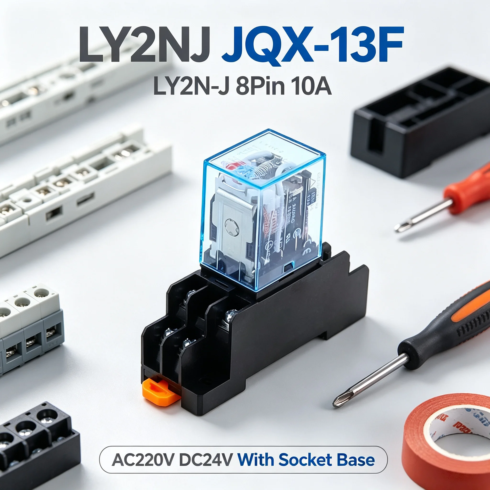 LY2NJ JQX-13F Electromagnetic Intermediate Relay LY2N-J 8Pin 10A AC220V DC24V With Socket Base For Industrial Control Circuit Sw