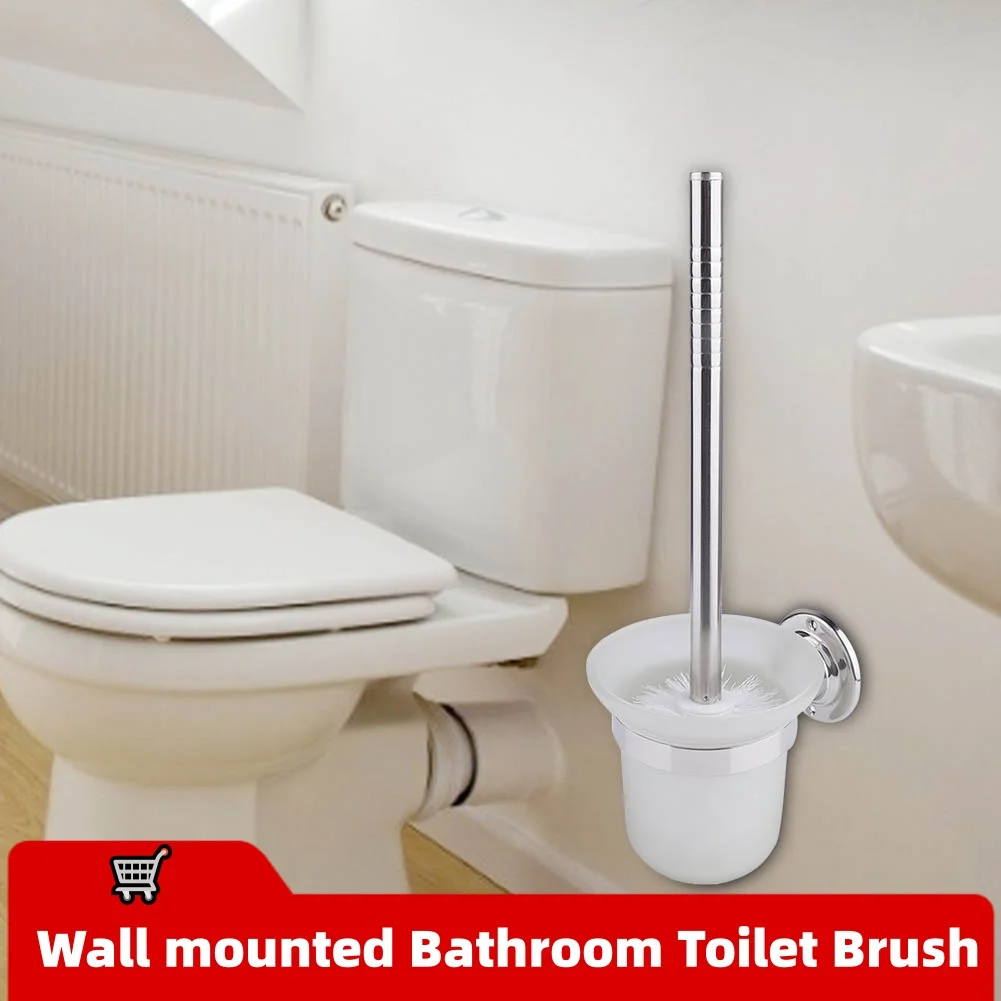 الفولاذ المقاوم للصدأ مقبض طويل فرشاة المرحاض فرشاة المرحاض الحائط تنظيف فرشاة مع حامل اكسسوارات الحمام المرحاض #1