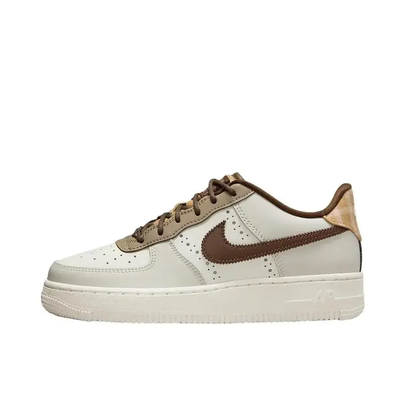 Nike Air Force 1 Men's and Women's Board Shoes Leather Trendy Comfort Anti Slip Wear Resistant Lightweight Low Cut White Red