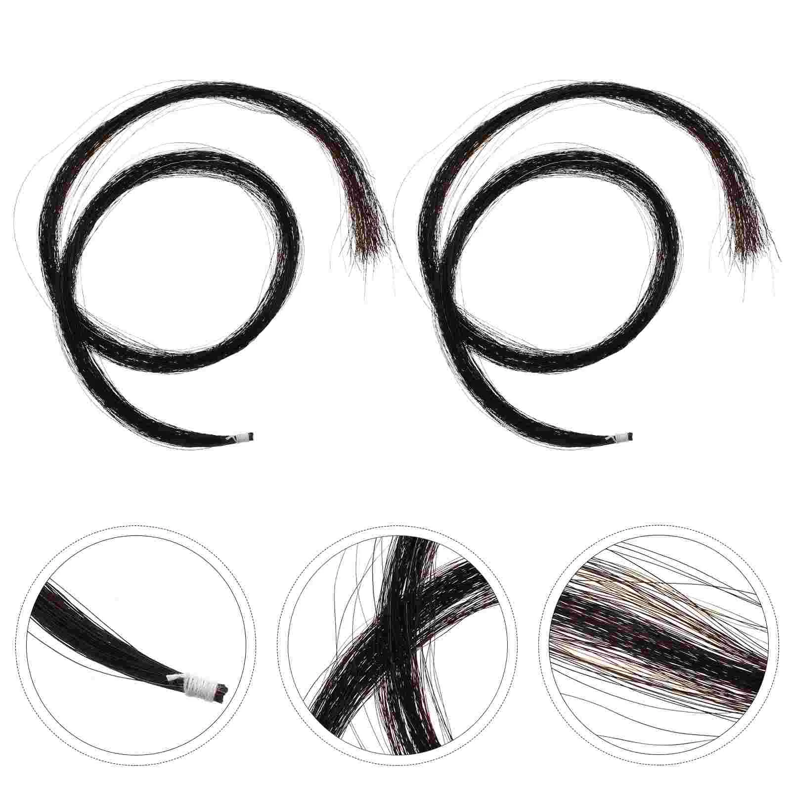

2 Hanks Violin Bow Hair Horse Natural Replacement Black for Accessories Student
