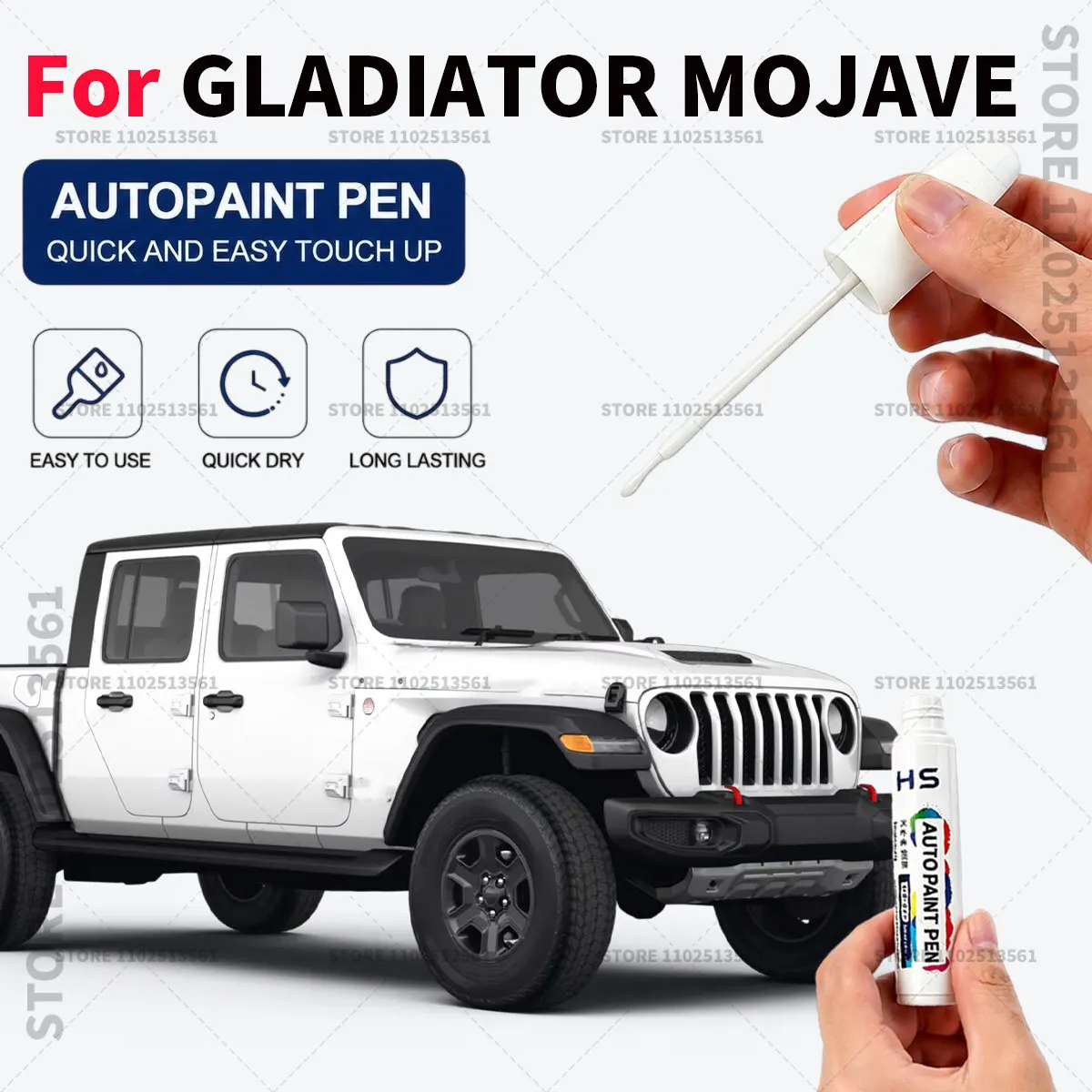 

For JEEP GLADIATOR MOJAVE White Professional Car Touch Up Paint Pen Scratch Repair Paint Brush for Automotive Paint Restoration