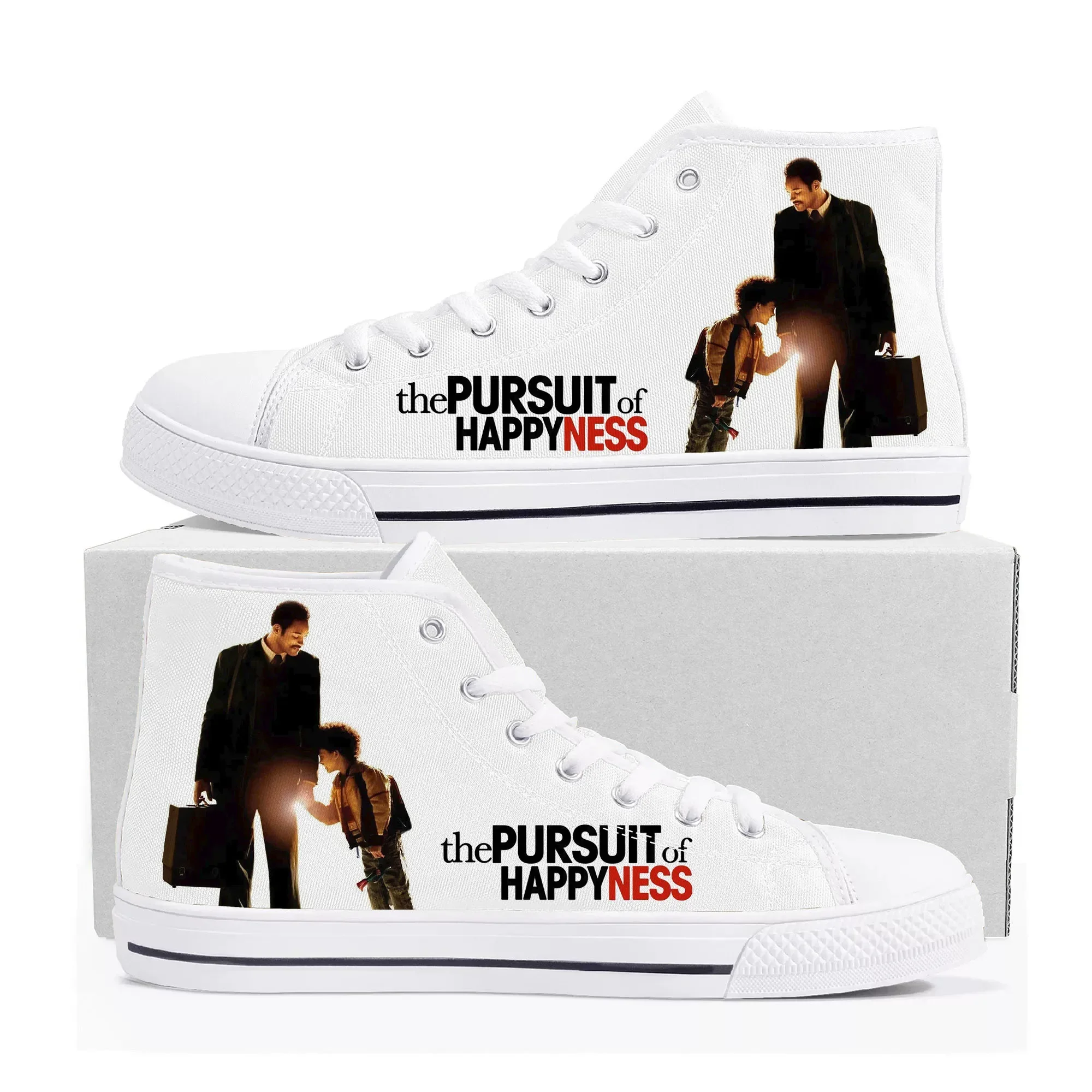 pursuit of happyness movie High Top Sneakers Mens Womens Teenager High Quality Canvas Sneaker couple Casual Shoe Customize Shoes