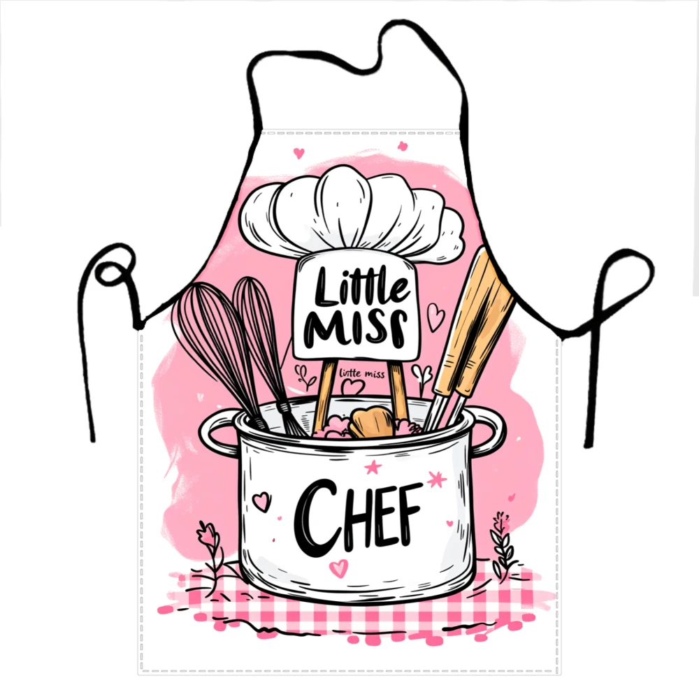Little Miss Chef Apron For Kids Cooking Set With Whisk And Spatula Pink Design For Children Kitchen Wear
