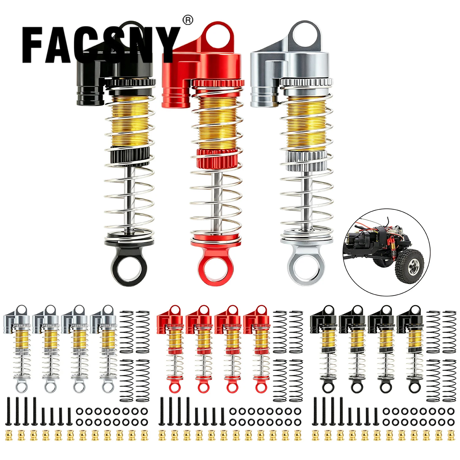40mm Aluminum Threaded Shock Absorber Damper for RC Crawler for 1/24 RC Crawler FMS FCX24 FCX18 DIY Upgrade Part