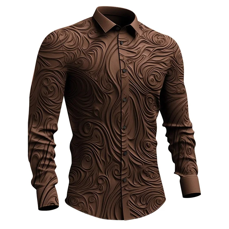 Men\'s Slim Long Sleeve Gothic Vintage Shirts 3D All Over Printed Totem Dress Shirt For Men Casual Plus Size Button Down T Shirt