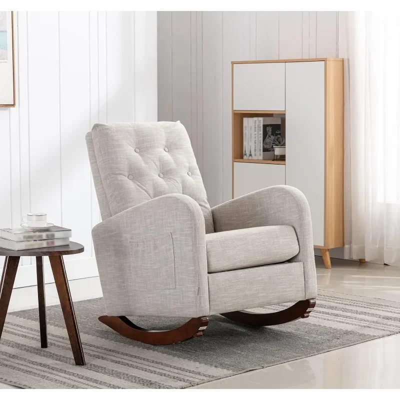 Modern Accent Rocking Chair, Upholstered Nursery Glider Rocker for Baby and Kids, Comfy Armchair