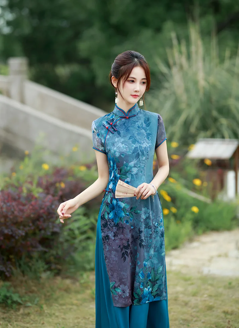 2023 Spring and Summer New Cheongsam Aodai Improved Cheongsam Women Daily Vietnamese Formal Qipao Chinese Dress for Women