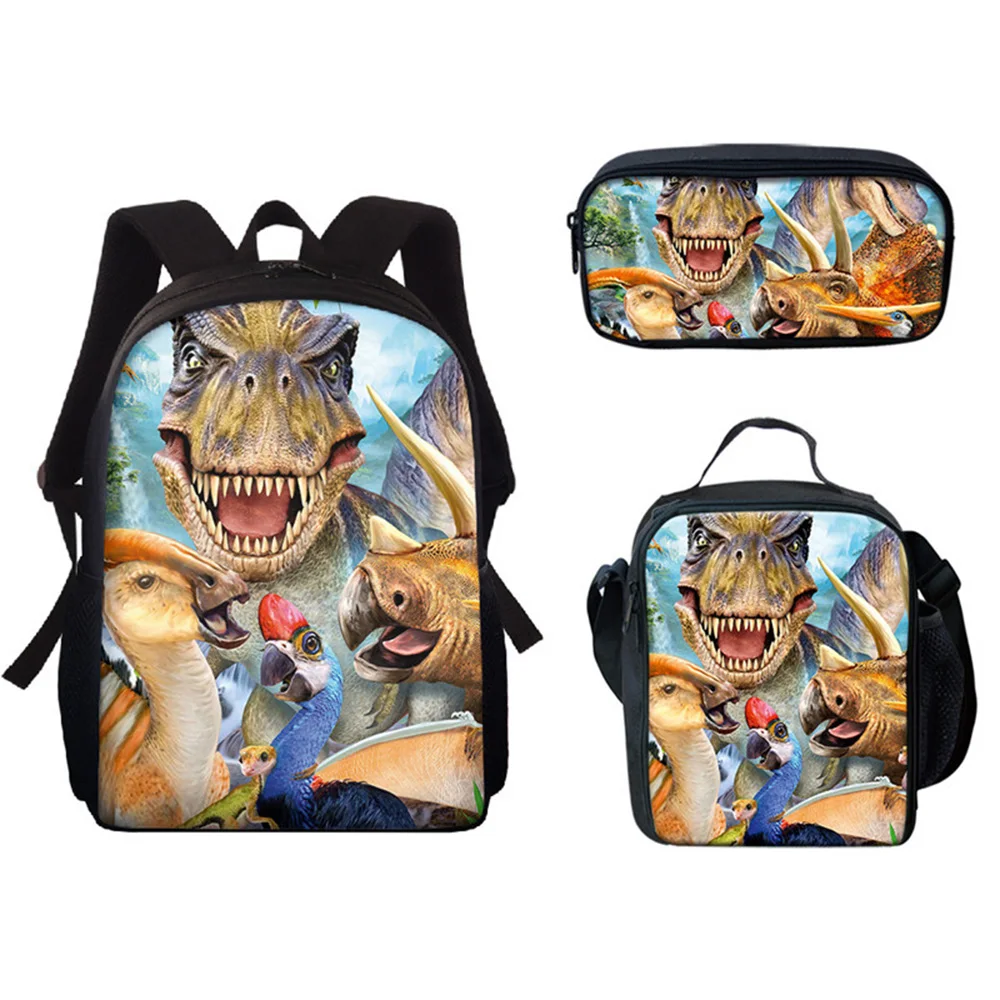 Engraçado Elefante Animais Mochilas Escolares, Impressão 3D, Mochila Pupila, Lunch Bag, Estojo para Lápis, Laptop Bag, Clássico e Criativo, 3PCs por Conjunto