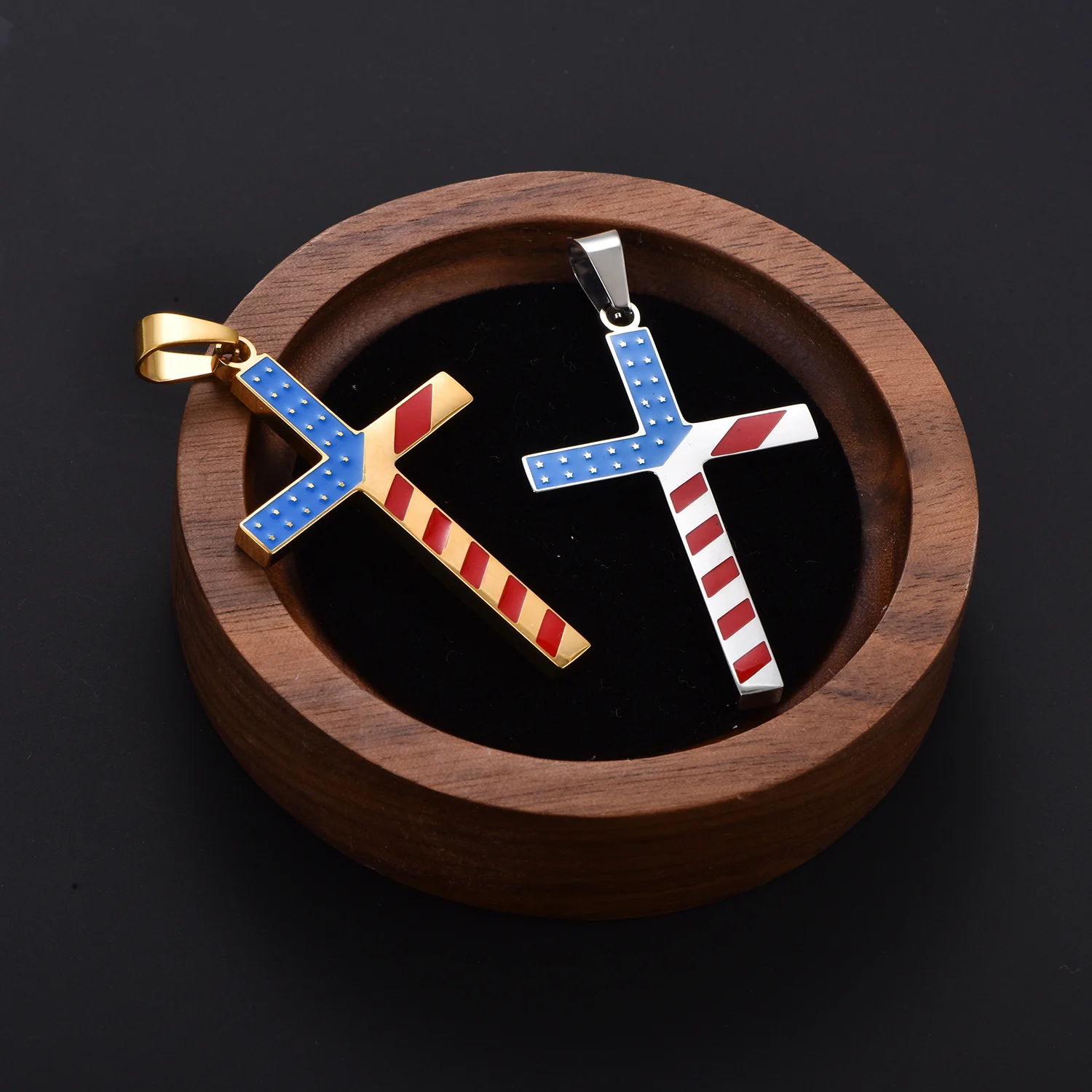 DIY Handgemachter Schmuck Emaille-Flaggenkreuz Edelstahl-Halskettenanhänger zum Basteln – Detail 5