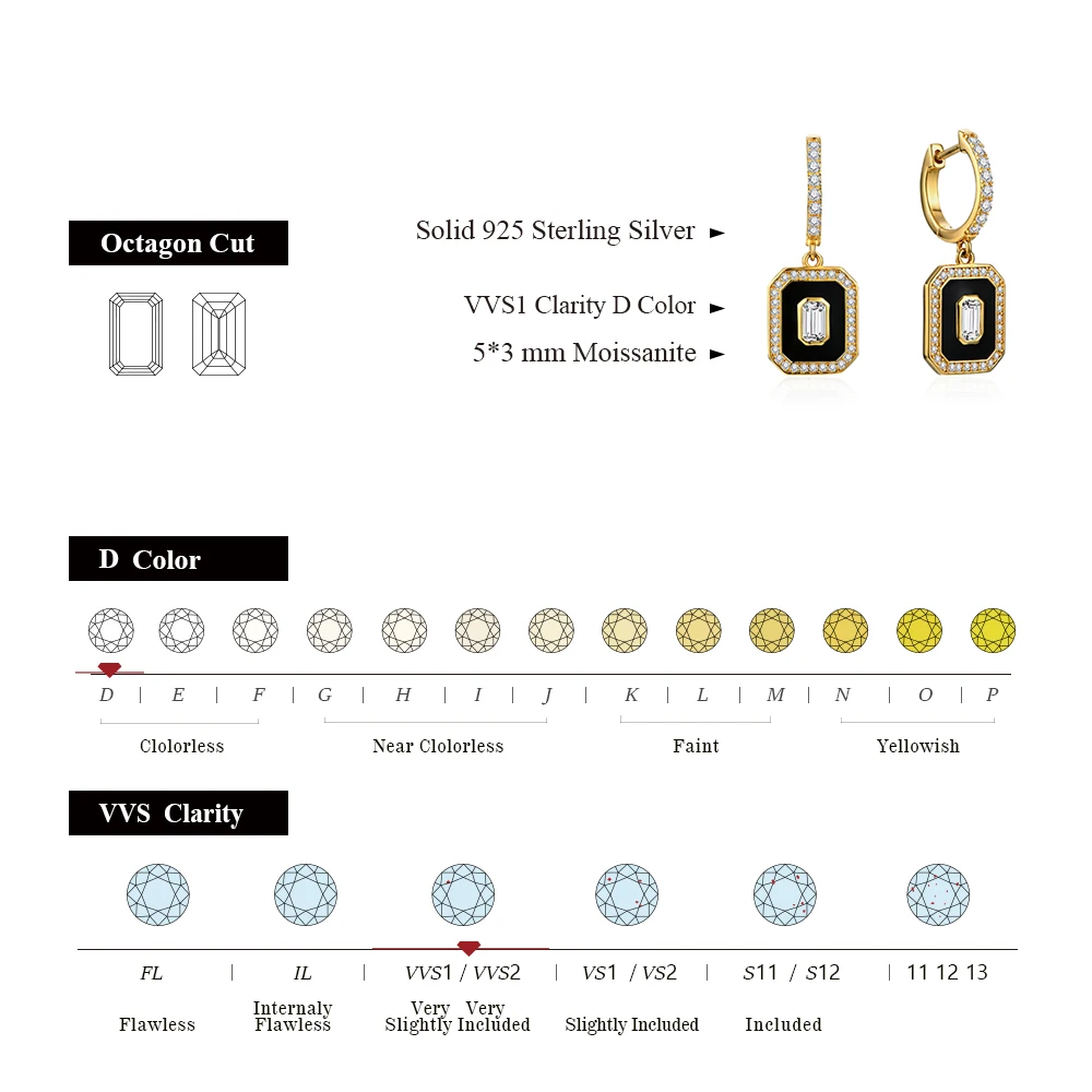 CHARMING D Color Luxury Moissanite Earrings for Women Vintage Solid 18K 14K 10K Gold Women Earrings Anniversary Fine Jewelry