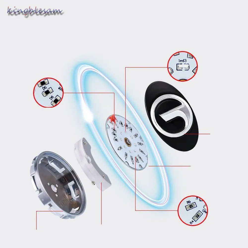 LED Car Wheel hub light Logo Sticker Frame Decoration Replacement For Trumpchi Gac GS8 2023 2024 Cover Trim Accessories