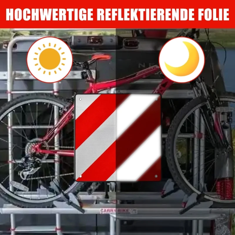 

Надежное крепление светоотражающего знака безопасности, предупреждающего о повышении видимости на дороге