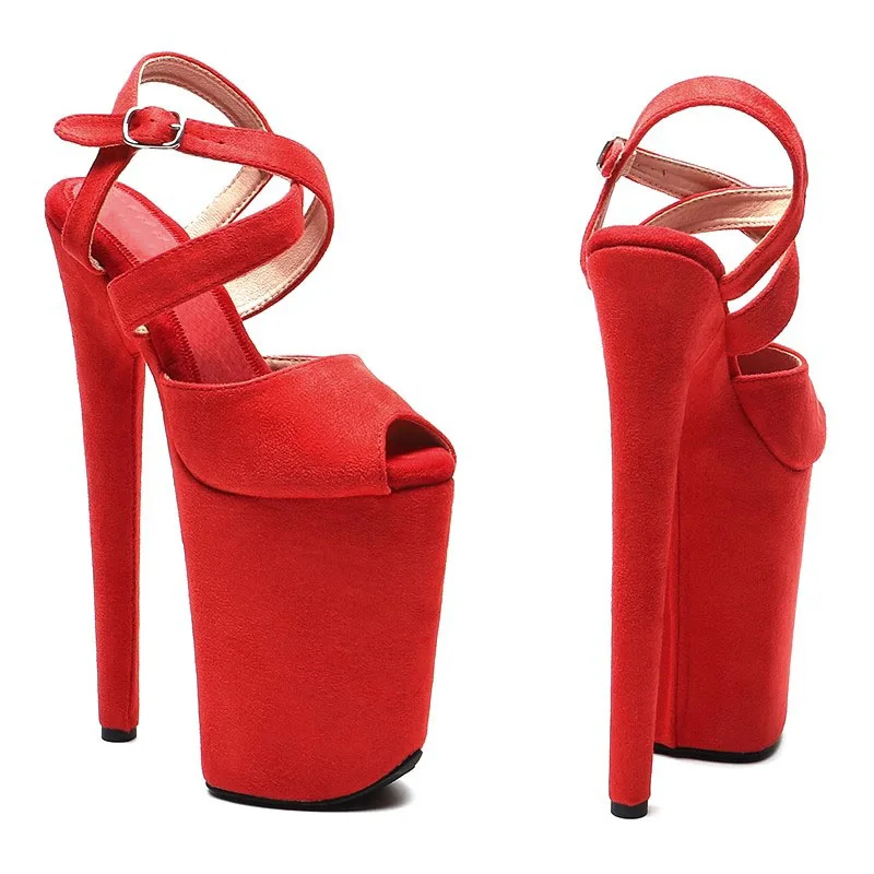 LAIJIANJINXIA New 23CM/9inches Suede Upper Sexy Exotic High Heel Platform Party Sandals Pole Dance Shoes 077