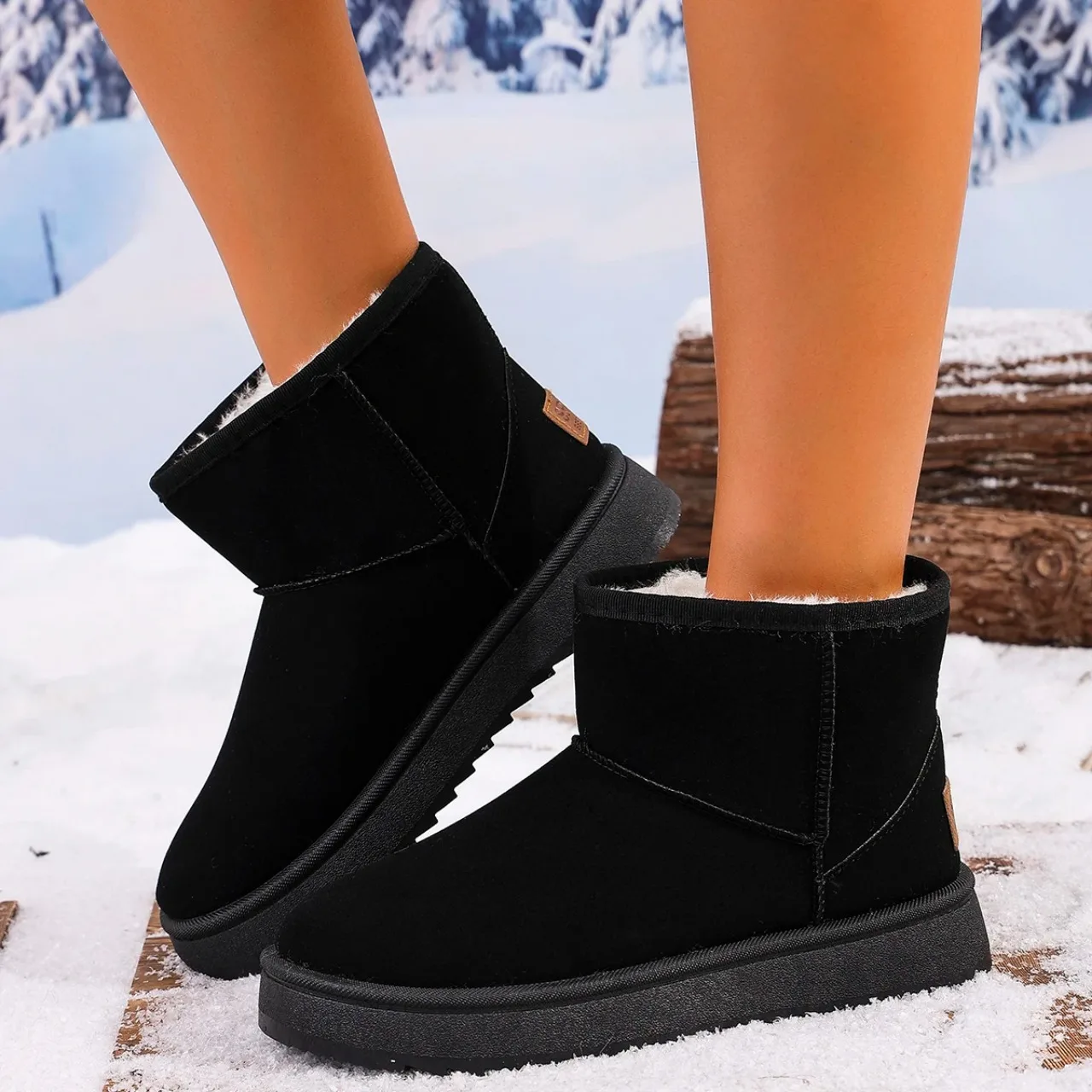 Bottes de neige courtes marron pour femmes, chaussures à plateforme, taille de poussée, bottes de rinçage, imperméables et chaudes, nouvelle mode, hiver