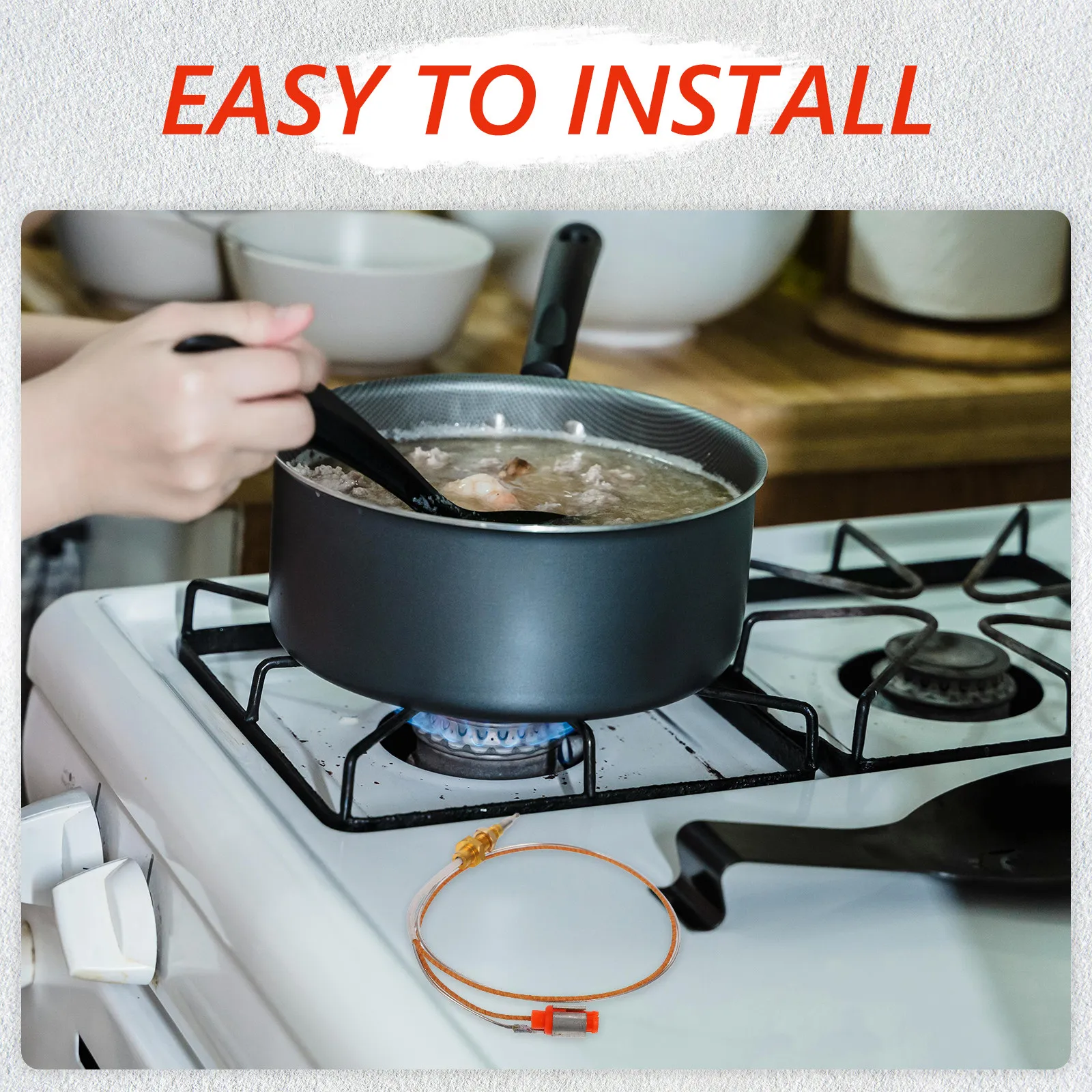 Thermocouple Builtin Stove Ignition Needle Flame Failure Safety Device 40Cm Wire Clip Mounted for Gas Stove Grill Fireplace