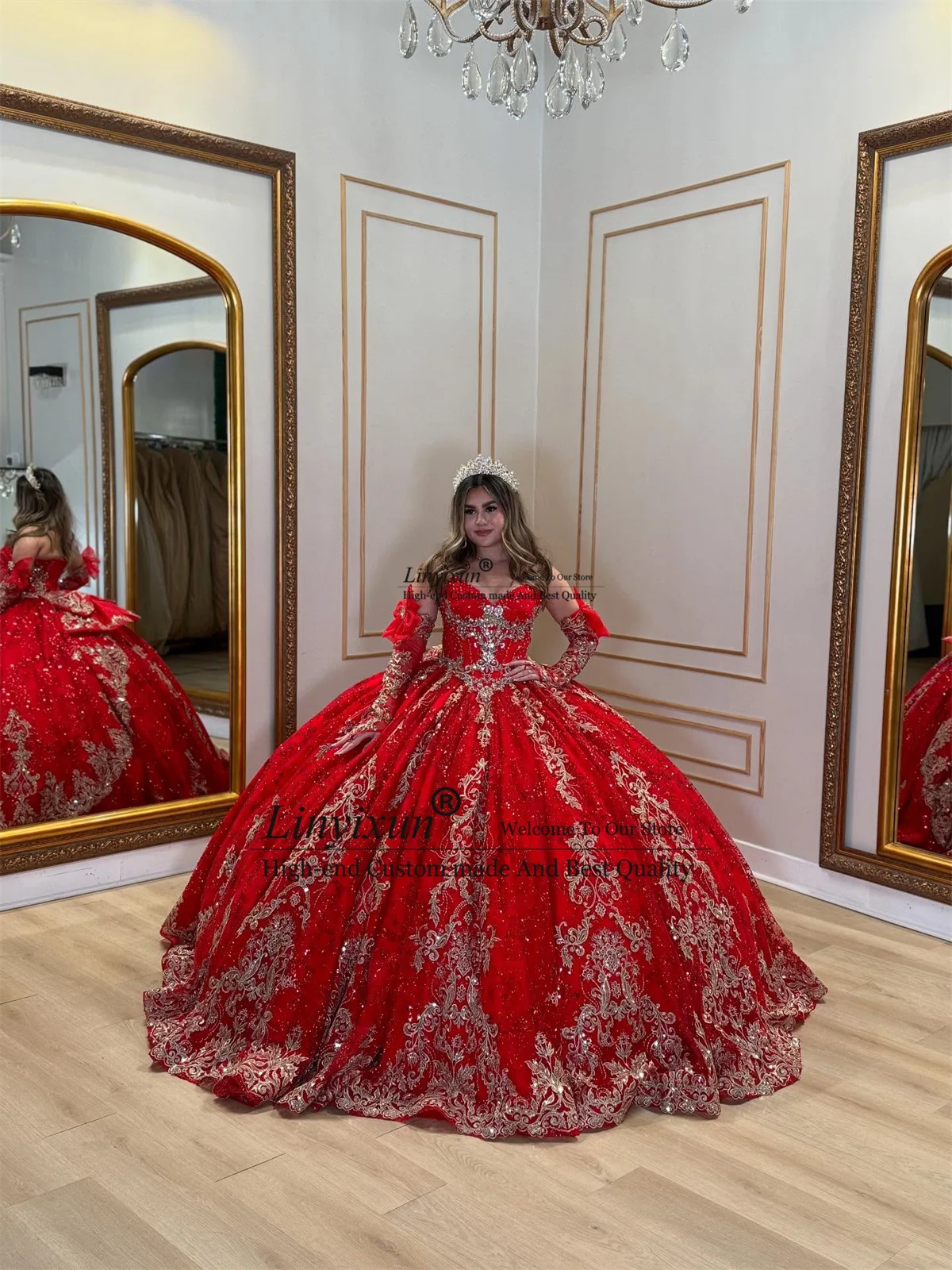 

Princess Ball Gown Quinceanera Dresses Appliques Lace Sequins Mexican Sweet 16 Gown Customized Off Shoulder Vestidos De 15 Anos