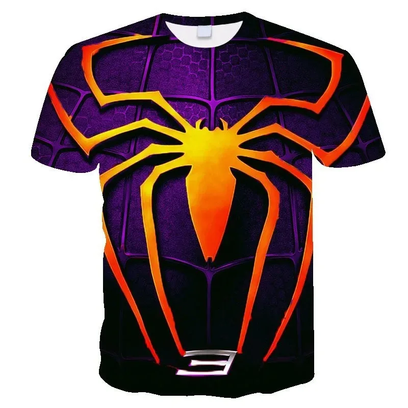 2024 Summer 3D Spider Man Battle Suit Printed Tops Tees Boys  T-shirt Cartoon O-Neck Children Clothing Boys Fashion Streetwear