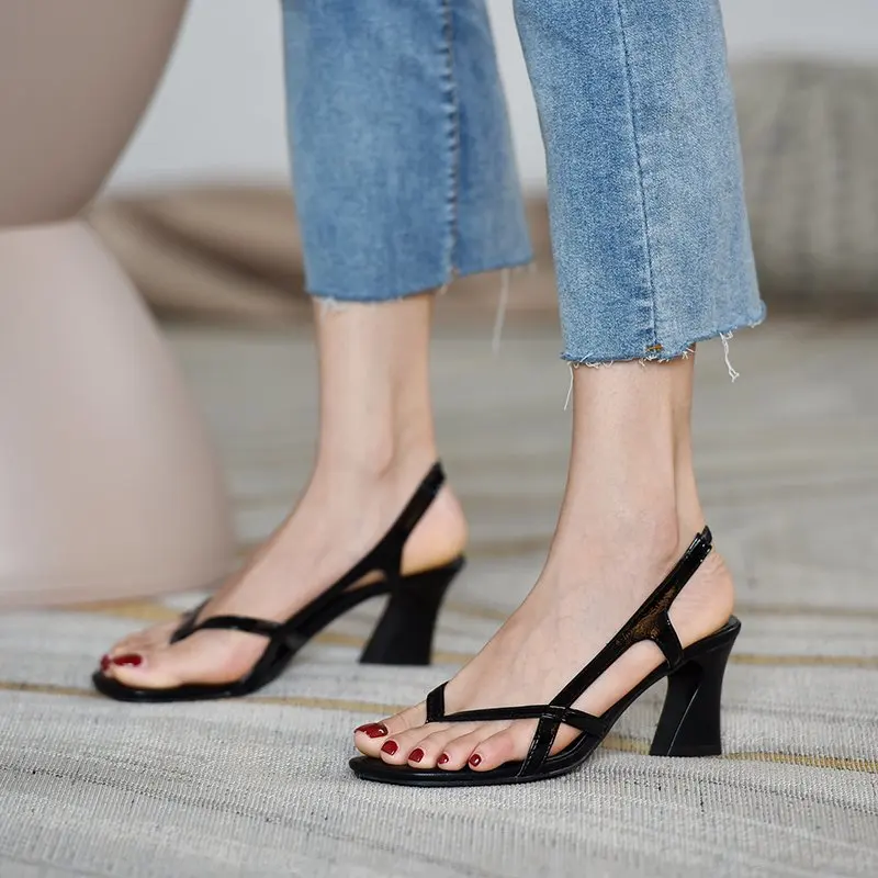 High-heeled Sandals Female Summer New Thin Strap Combination Two-wear Square Toe Stiletto Sexy Sandals Female Roman Sandals