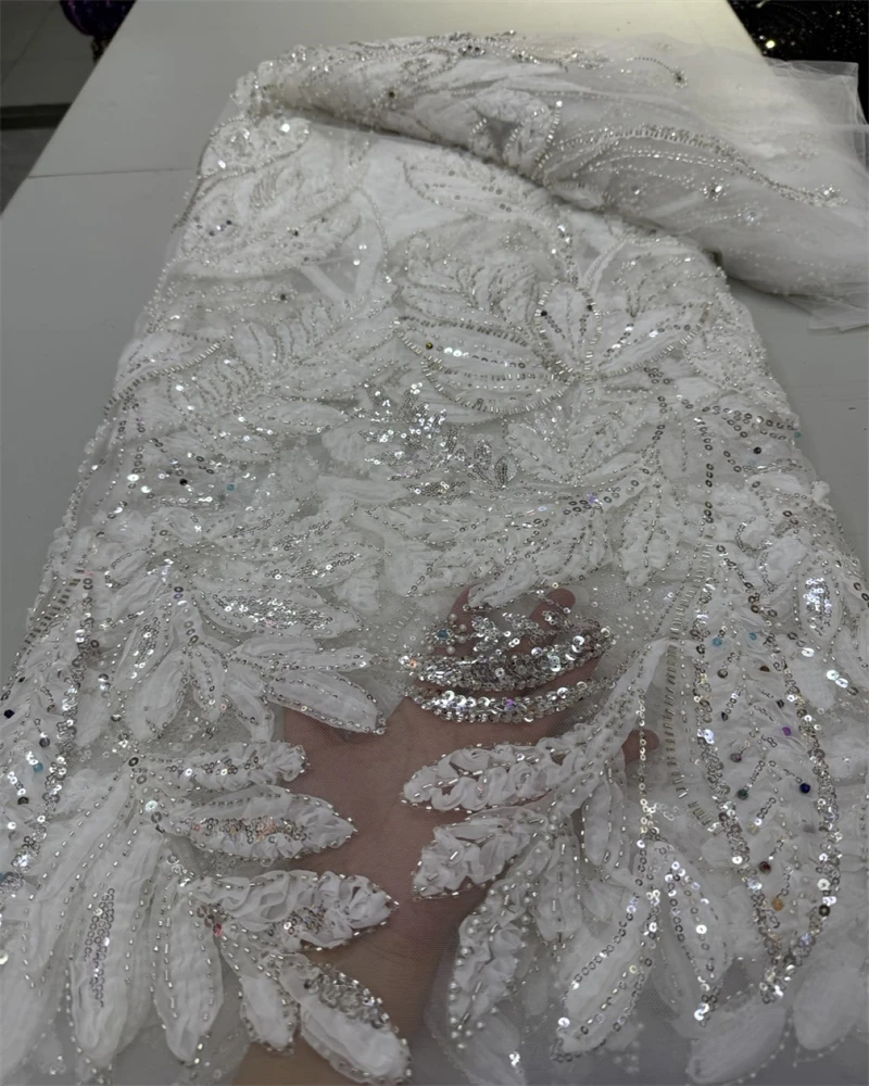 عالية الجودة الأفريقي النيجيري أنيقة ثلاثية الأبعاد قماش مطرز الفرنسية تول أقمشة الدانتيل مع الترتر لحفل الزفاف