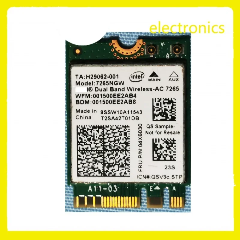 For Intel 7265ac 2.4GHz 7265 NGW 5 802. 11AC WiFi 867m BT Bluetooth 4.0 card 04x6030 for ThinkPad l450 T450 X250 t550