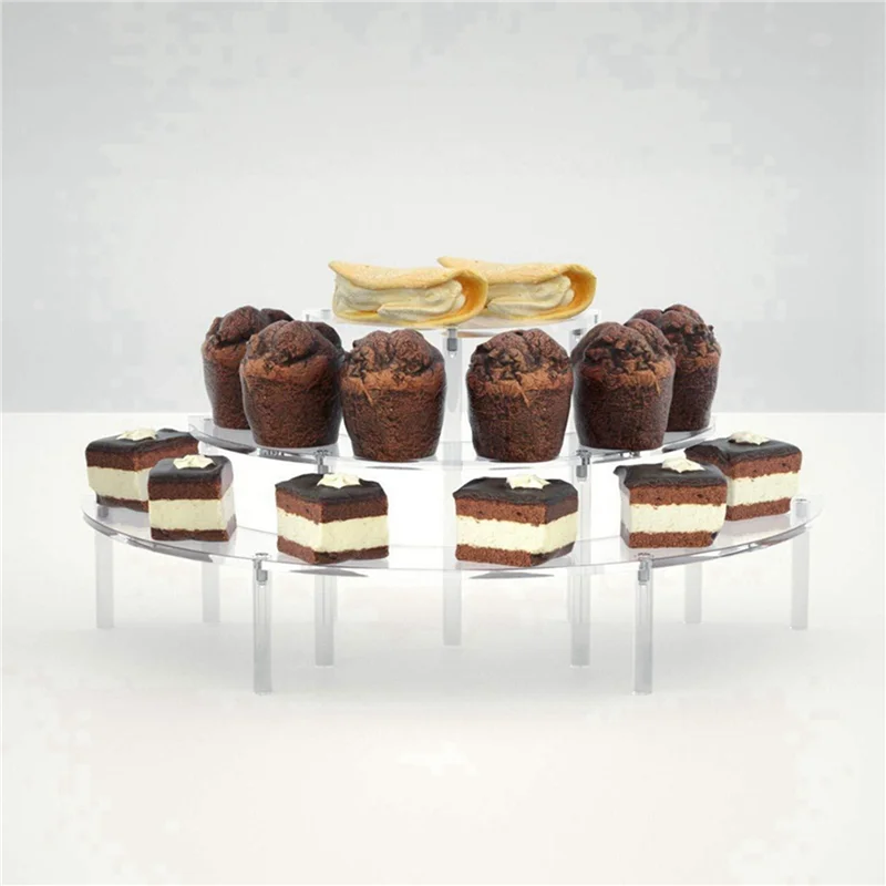 

6X Transparent Removable Acrylic Cake Display Stand For Party Round Cupcake Holder Bakeware Wedding Birthday Party