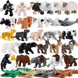 Cidade Building Blocks Acessórios, Grande, Jardim Zoológico, Tubarão, Panda, Ovelha, Boi, Veado, Montanha, Crocodilo, Tigre, Lobo, Porco, Orangotango, Gift Toys, K038