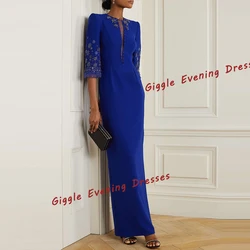 Giggle Crepe O-Neck Exquisite Beading Prom Gown Saudi Arab Nobility Ankle-Length Formal Evening Party Dresses for Women 2024