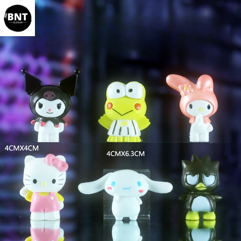 

6Pcs Sanrio Hello Kitty Decoration Dolls Anime Action Figure Kuromi My Melody Q Figural Cake Decorations Children Birthday Gifts