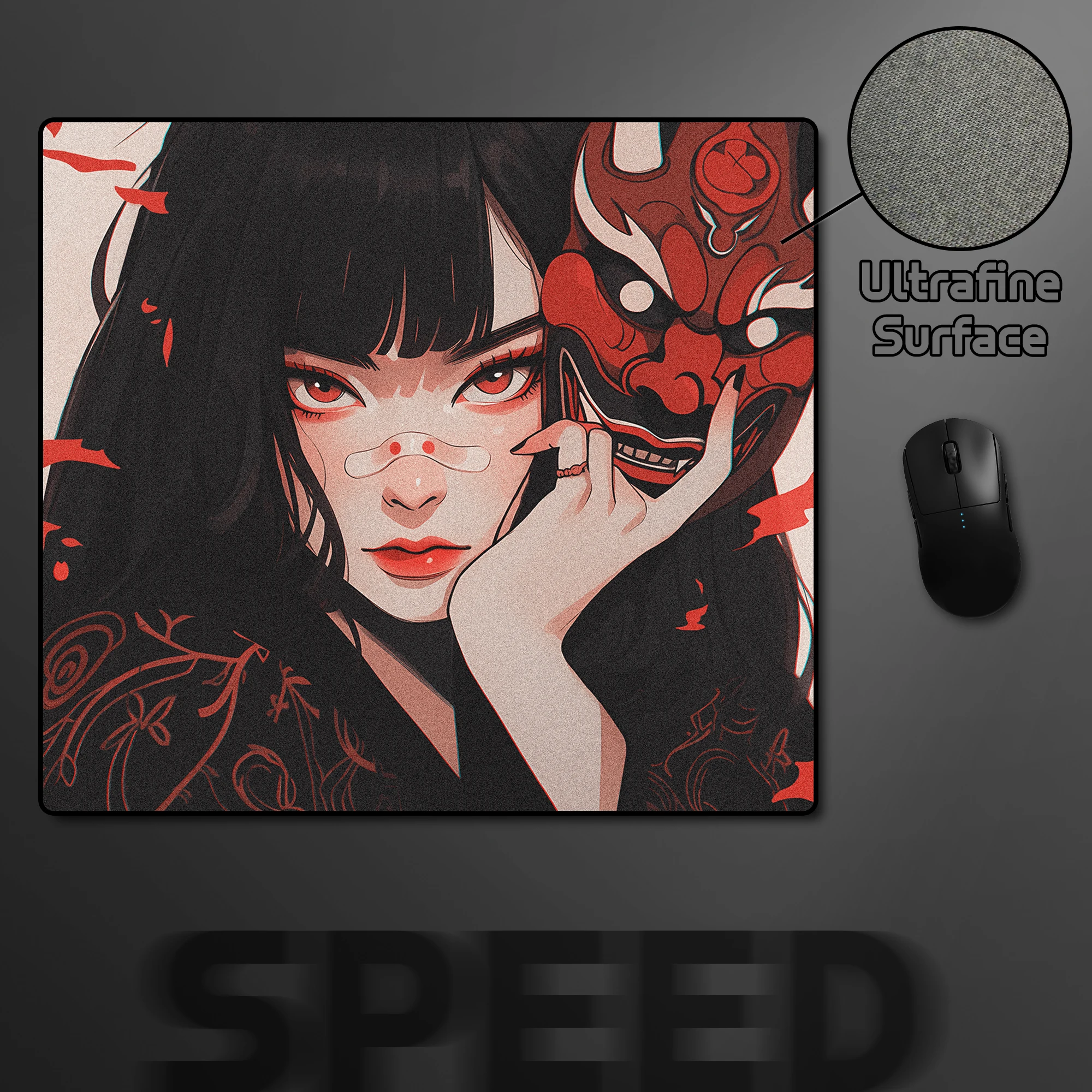 

45x40CM Speed Mouse Pad Mask Girl Premium Mouse Mat Game Professional E-Sports Mousepad High Elastic Non-slip Bottom Desk Mats