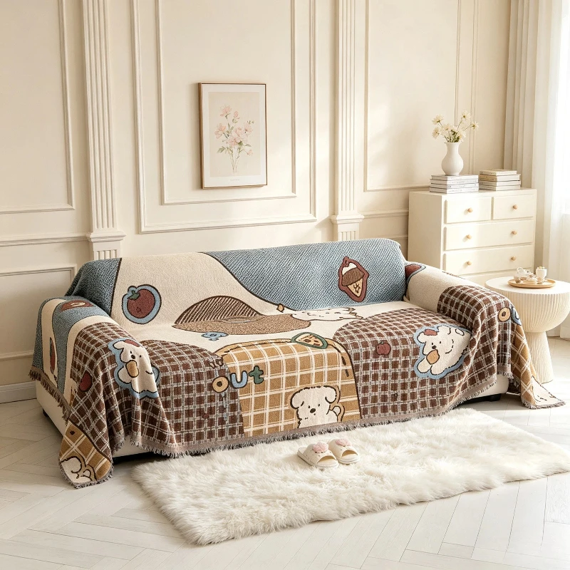 Grid Style Sofa Cover Dustproof Sofa Blanket Suitable For Pet Friendly Living Room Home Decoration In All Seasons