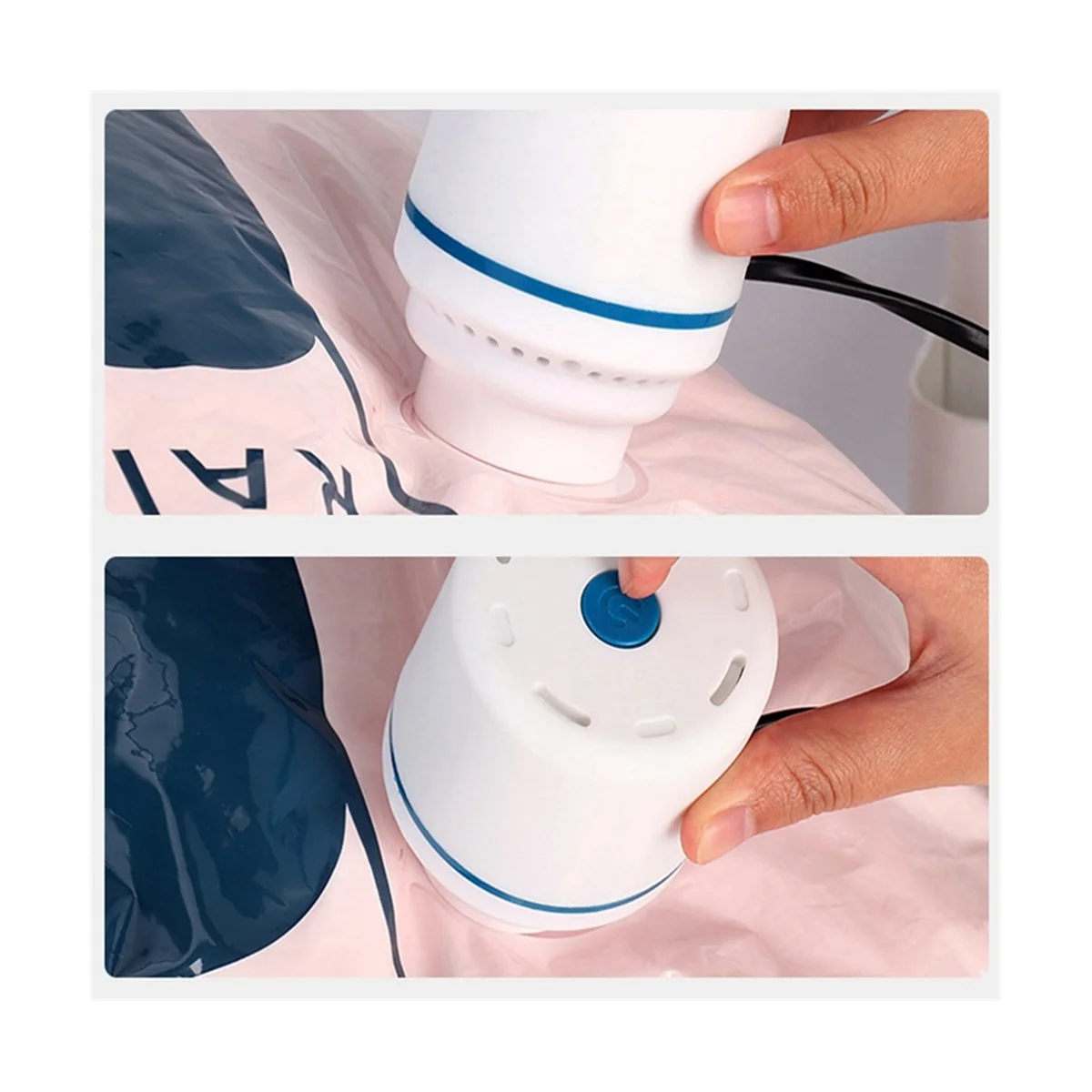 2Pcs Vacuum Compression Bag Electric Pump Air Pump Mini Vacuum Sealer Save Space for Clothes Food EU Plug