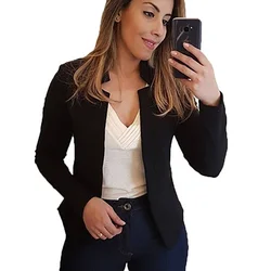 Blazer neri sottili da donna Suit 2024 giacche Blazer primaverili femminili manica lunga OL cappotti Slim da donna Casual Femme top neri da donna