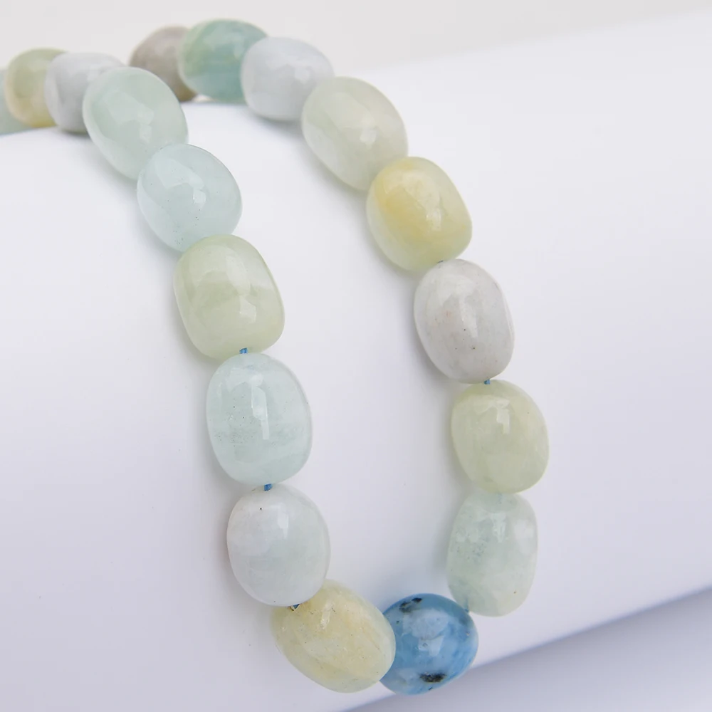 APDGG Natural Blue Aquamarine Gems Freefrom Egg Nugget Loose Stone Beads 16'' Strands Jewelry Making DIY view 6