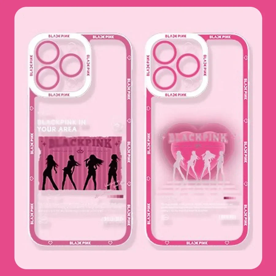 Girl B-Black Fashion Pinks Clear Phone Case For iPhone 16 15 Pro Max 14 Plus 13 12 11 Pro XR XS X 8 7 SE 2020 Soft Silicone Etui