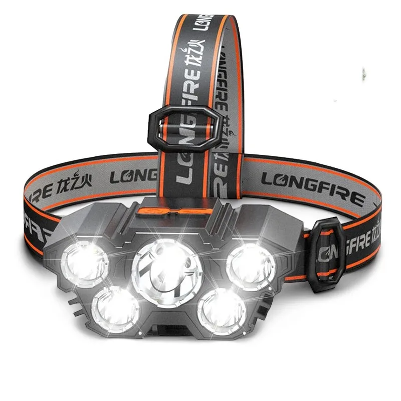 

High Lumens 5*LED Headlamp Outdoor Waterproof Headlight 3 Lighting Modes Head Lamp Supe Bright Head Flashlight Linterna cabeza