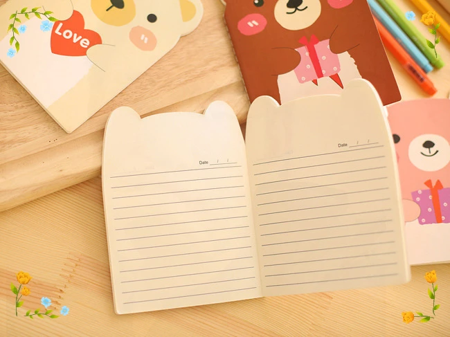 1 Pcs Wholesale Creative Writing Pads Stationery Cute Bear Book Small Animal Notepad Cartoon Portable Notebook Student Prizes